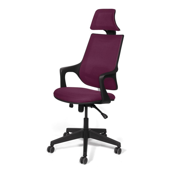 Scaun de birou ergonomic KRONSIT VERONA, spatar mesh 3D air, reglaj tensiune, role din silicon, 120kg, mov