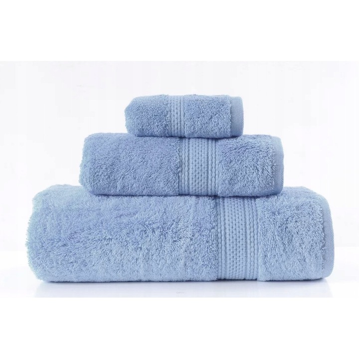 Prosop De Baie, Greno, Egyptian Cotton, 70 x 140 cm, 100% Bumbac Egiptean, Albastru Deschis, Calitate Premium, Foarte Gros, Moale, Luxos, Capacitate Excelenta De Absorbtie, 600 g/m²