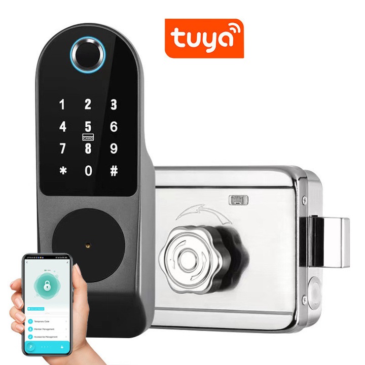 Kulcs nélküli okoszár, Duueyct, alkalmazásvezérlés, biometrikus ujjlenyomat, rozsdamentes acél, 30-60mm