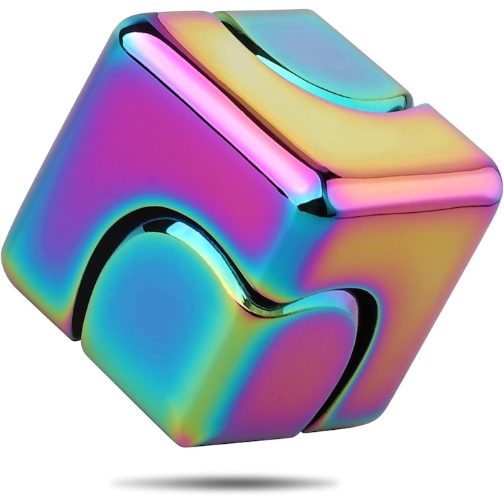 Jucariu Infinity Cube Fidget Spinner за деца и възрастни, метален блок EDC Fidget, играчка за концентрация 4 в 1 с въртене, охлаждаща сензорна джаджа за офис, стрес (аркада)