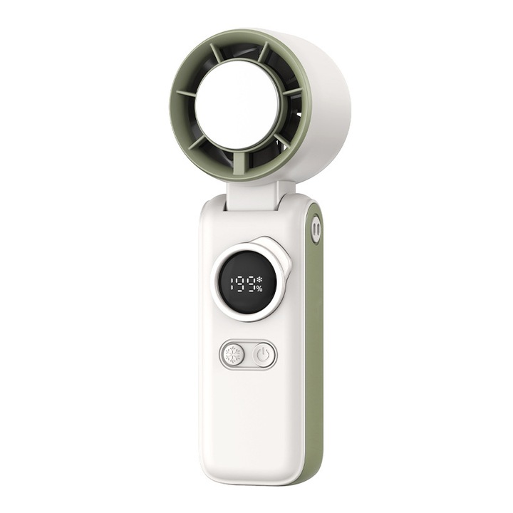Ventilator portabil, Aiorber, pliabil, reglare continua in 199 trepte, design pentru agatare la gat, indicator nivel baterie, 17.2 × 6 × 5 cm, verde