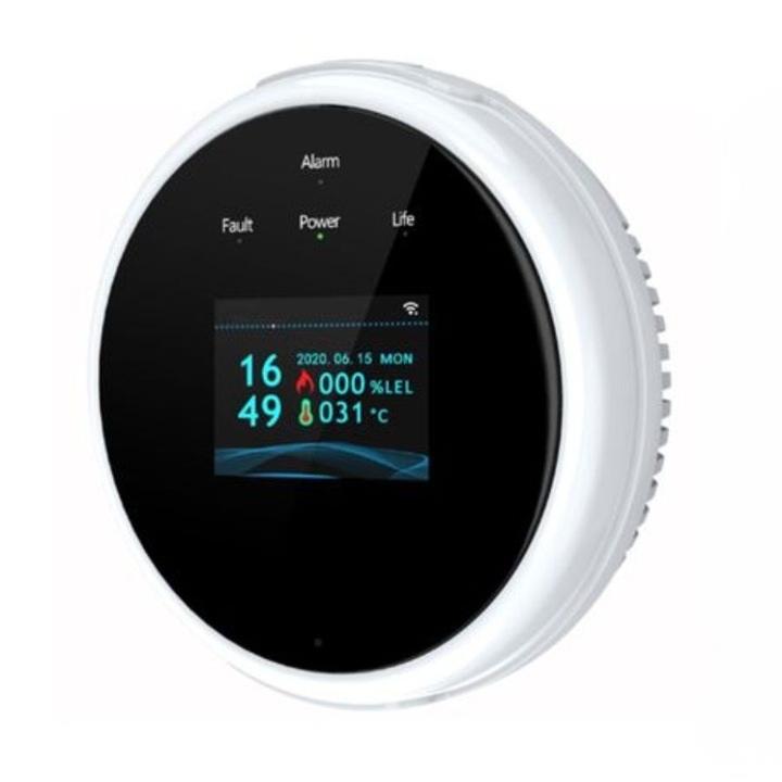Detector de gaz wireless ANNKE CGQ015, accesoriu suplimentar pentru sistem alarma A113, senzor metan/GPL si temperatura, alerta sonora