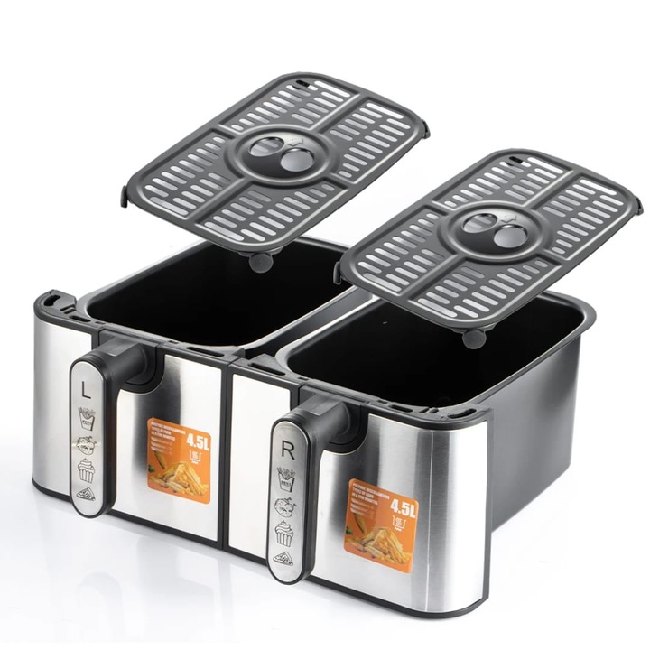 Friteuza RAF cu aer cald, 10L (2 compartimente), 2000W, digital