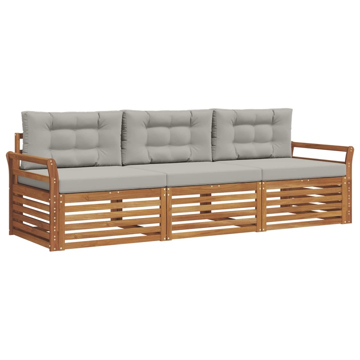 Set de canapele de exterior 3 pcs vidaXL, Gri natural si deschis