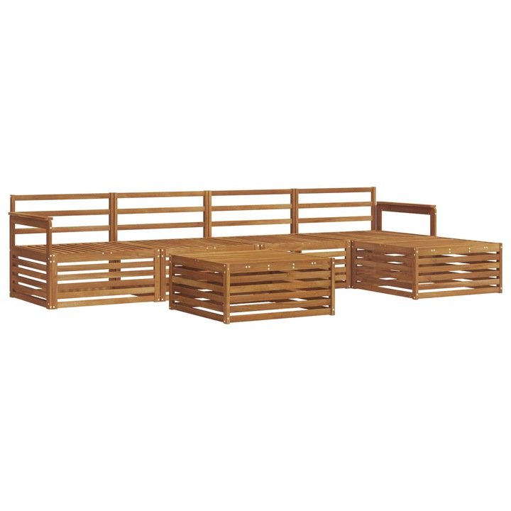 Set de mobilier gradina vidaXL, 6 pcs, lemn masiv de acacia, natural, rezistent la intemperii