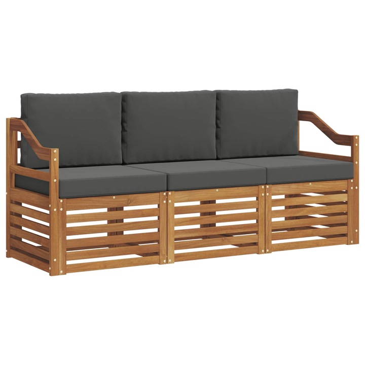 Seturi de canapele cu perna 3 pcs Natural si Antracit