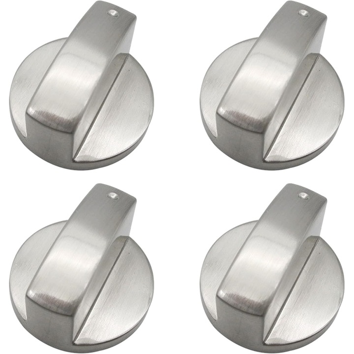 Set 4 Butoane pentru Aragaz, Universale, Aliaj, Argintiu, 40x23.5 mm