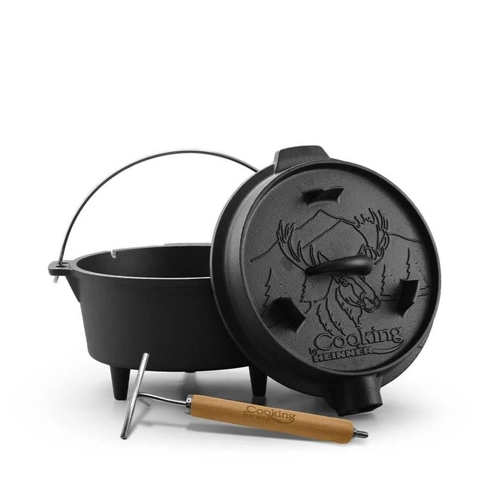 Ceaun din fonta pura 2in1, cu capac, 37x18cm, capacitate 12l, 63554