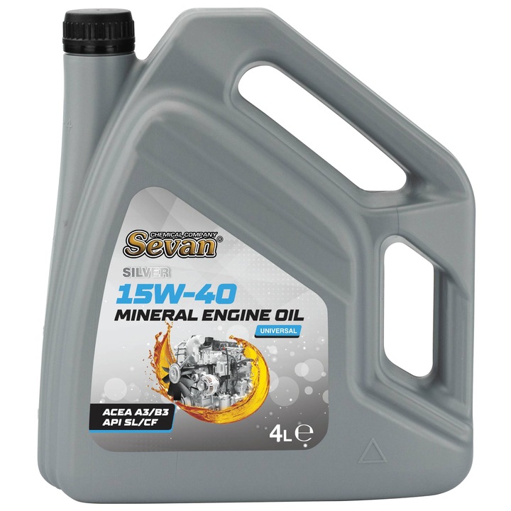 Ulei de motor SEVAN SILVER 15W40, mineral, 4L, A3/B3, API SL/CF