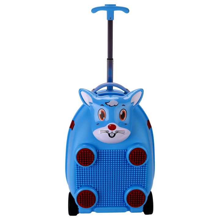 Troler copii Sagrada Catalana, model iepure, albastru, 47x30x30cm, capacitate 20.5L