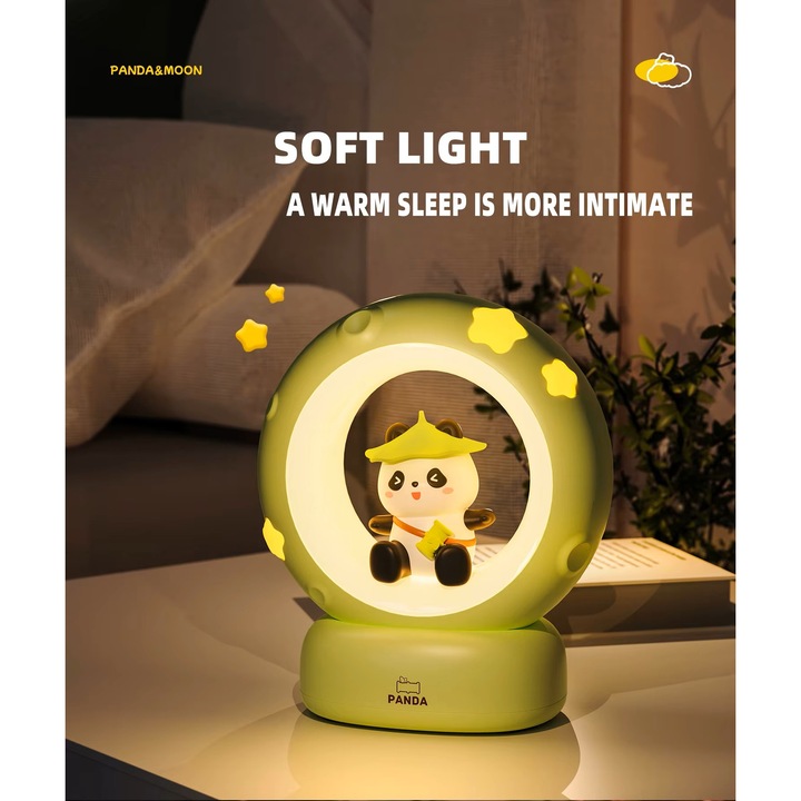 Lampa veghe copii, design Panda, LED, alb cald, 15cm