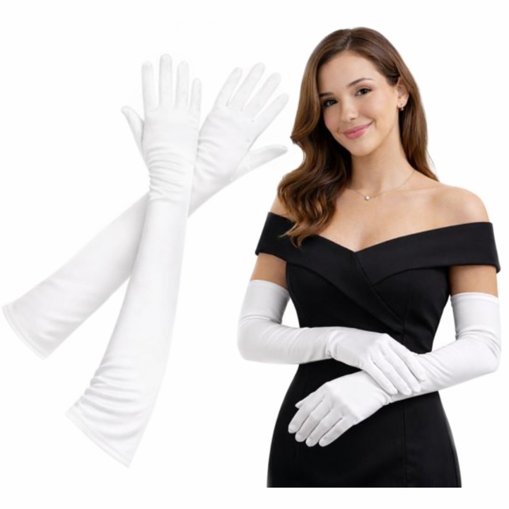 MANUSI DE SEARA LUNGI DIN SATIN ELEGANTE RETRO ALBE