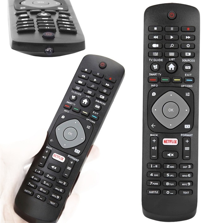 Telecomanda universala pentru televizor Philips, 4K UHD, neagra, 20,5x5,2x2cm