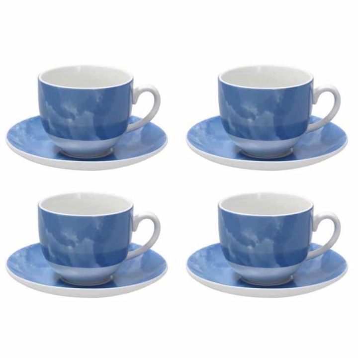 Tognana Sfera ColorPlay teáscsésze készlet csészealjjal, 4 db, kék, porcelán, 250 ml