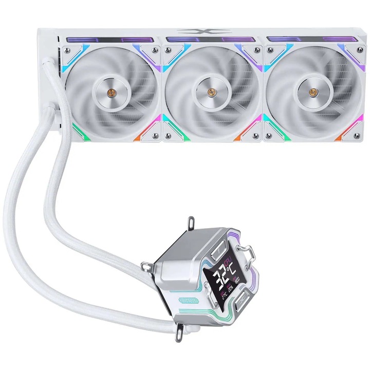 Cooler Procesor 1stPlayer® X-Starship 360E-wh, display IPS de 2, 4 inches, aRGB, compatibil AMD/Intel, alb