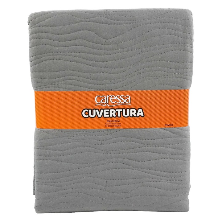 Cuvertură de pat Caressa, poliester, gri, 200x220cm