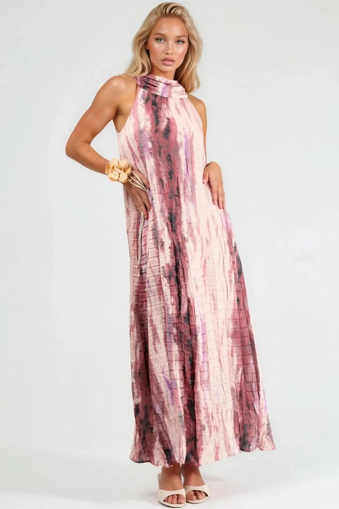 Rochie maxi dama QU STYLE, model abstract texturat, multicolor, poliester