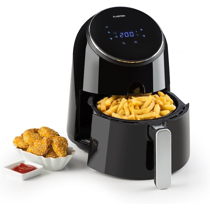 Friteză cu aer cald Ardes ARFRYA08LV, 8 litri, neagră, ecran tactil, iluminare interioară