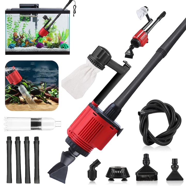 Kit Sifon Pentru Curatator De Pietris Pentru Acvariu, Instrumente Automate De Curatare A Acvariului 6 In 1, Schimbator De Apa Electric Detasabil Pentru Indepartarea Detritului, Spalarea Nisipului