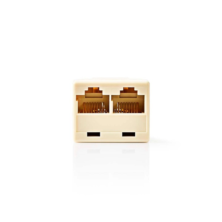KVM elosztó NEDIS, 2x RJ45, nikkelezett, elefántcsont, PVC