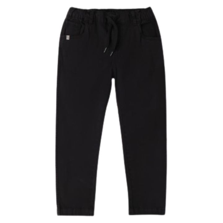 Sarabanda fiú nadrág elasztikus pamut twillből, barackos bevonattal, baggy szabással, fekete színben