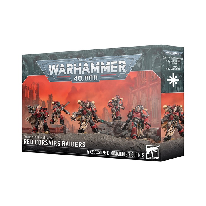 Разширение за игра Warhammer 40000, Red Corsairs Raiders Chaos Space Marines, Games Workshop, 5 модела за сглобяване, сиво