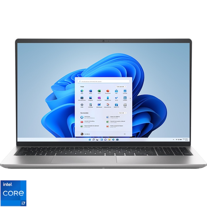 Laptop DELL 15.6'' Pro 15 Essential PV15250, FHD 120Hz, Procesor Intel® Core™ i7-1355U (12M Cache, up to 5.00 GHz), 16GB DDR5, 512GB SSD, Intel Integrated Graphics, Win 11 Pro, Platinum Silver, 3Yr ProSupport