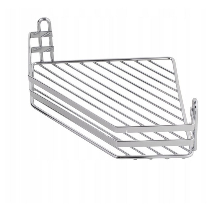 Polca de baie coltara Argodom, cromata, 1 nivel, 19,5x26cm, gri/silver