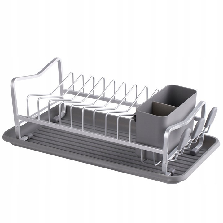 Scurgator vase Argodom, cu suport pentru tacamuri, 41x21.5x14.5cm, gri/silver, set inclus