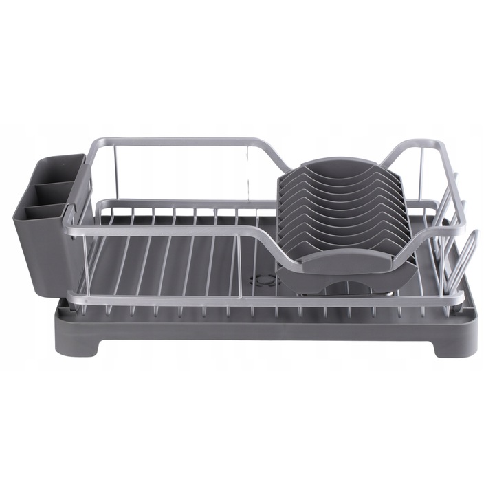 Scurgator vase Argodom, aluminiu, 50x32,5x15cm, gri, cu suport pentru tacamuri