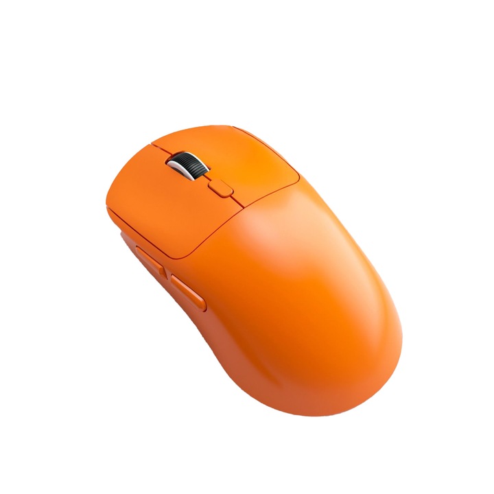 Mouse gaming wireless tri-mod, Bluetooth 5.4, 1000Hz, baterie 500mAh, ergonomic, pentru PC laptop tableta, portocaliu