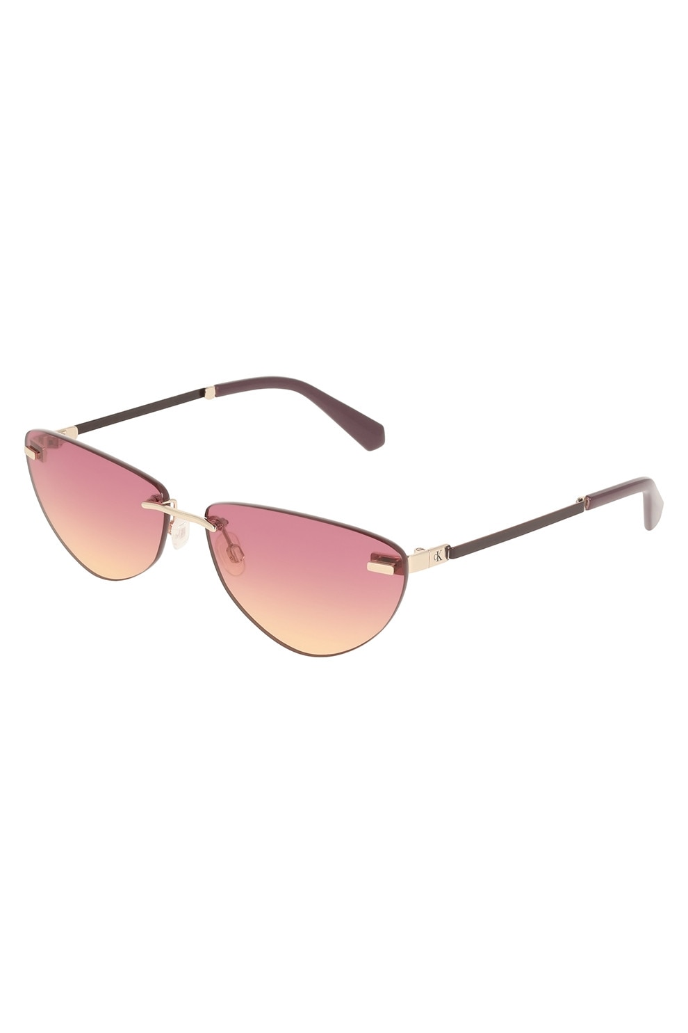 Gucci, Ochelari de soare cat-eye cu rama metalica, Auriu, Maro