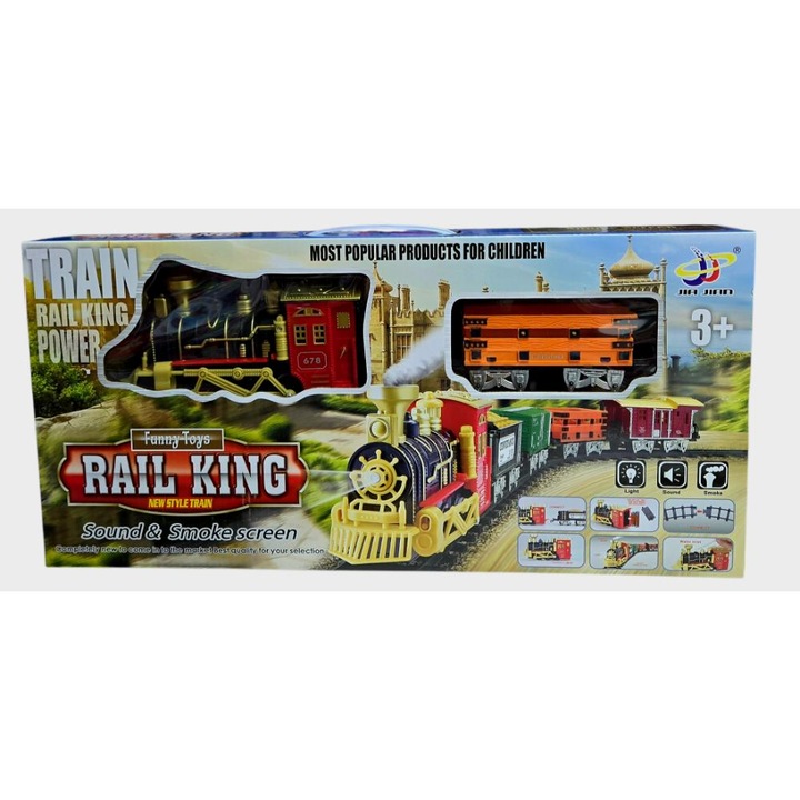 Set trenulet electric Piccolino cu fum, lumini si sunete, pentru băieți