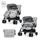Carucior pentru gemeni, Lorelli, Twin, reglabil individual, pana la 25 kg per copil, husa pentru picioare, geanta pentru mama inclusa, Grey