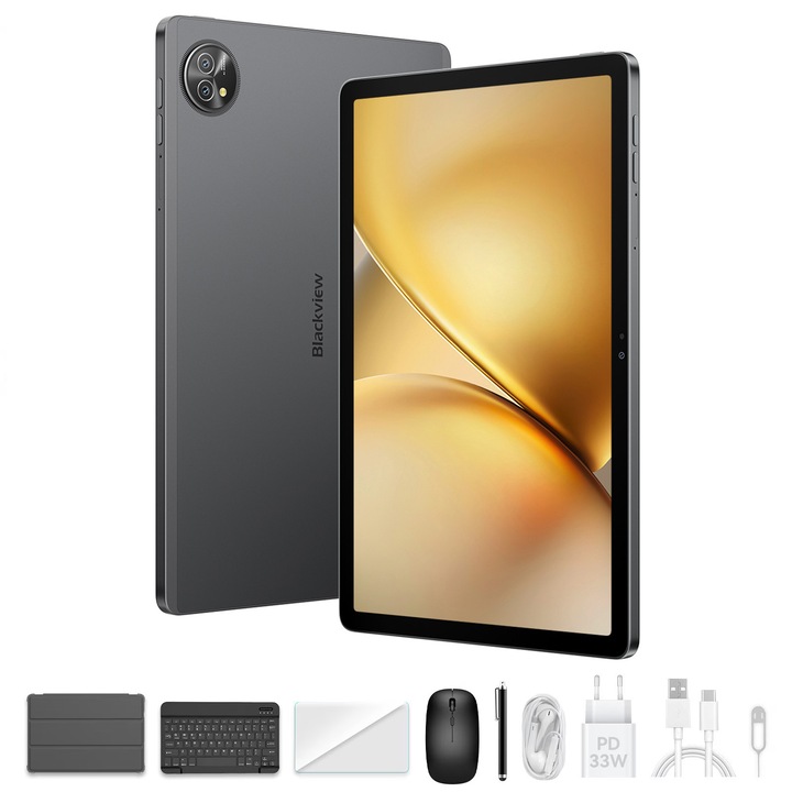 Tableta Blackview ZENO 10, 5G, 11inch, 8GB, pana la 24 GB RAM, 256GB, tastatura, mouse, husa, folie de protectie, stylus, casti, incarcator, cablu, Dual SIM, Shadow Black