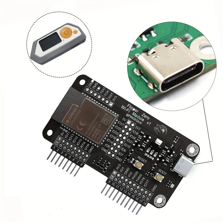 Placă de dezvoltare WiFi ISSNW, Flipper Zero, conectivitate stabilă, integrare IoT, negru