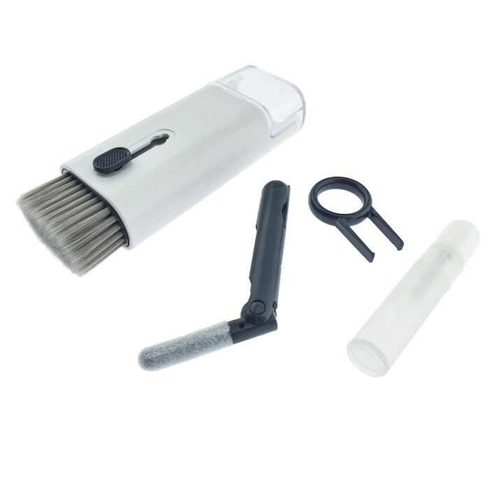 Trusa de curatare electronice 6 in 1 cu spray, perie, extractor taste pentru ecrane, tastaturi, casti, camera foto, set complet