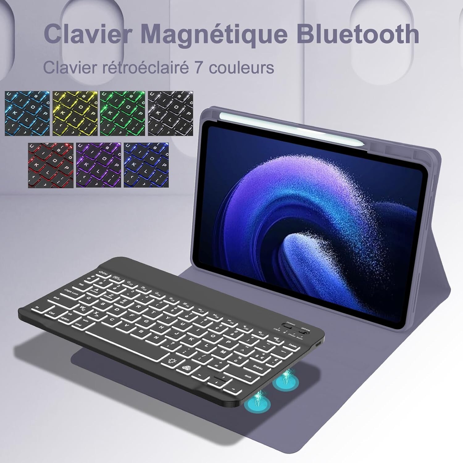 Husa si tastatura compatibil cu Xiaomi Pad 6/6 Pro 11-inch 2023 gri