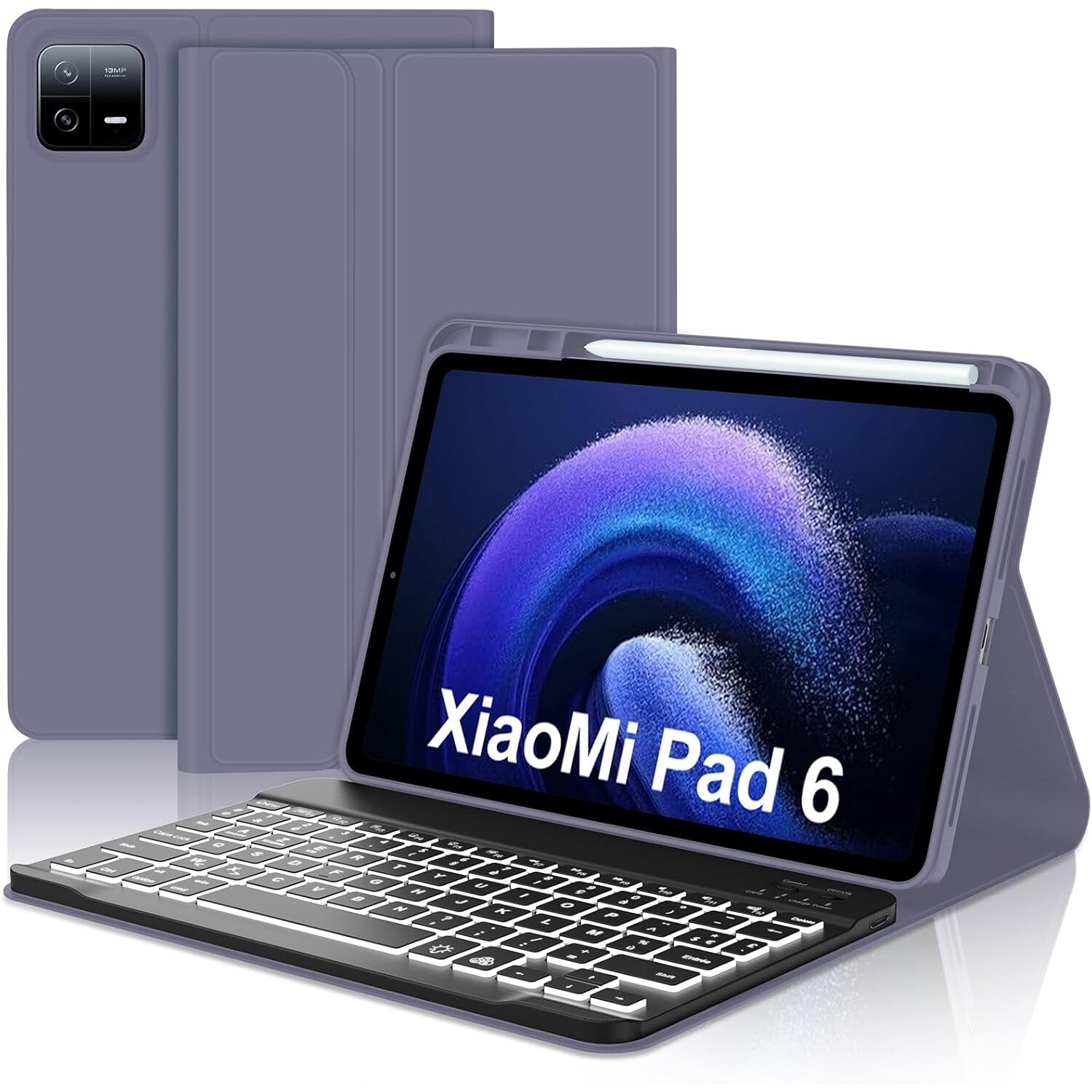 Husa si tastatura compatibil cu Xiaomi Pad 6/6 Pro 11-inch 2023 gri