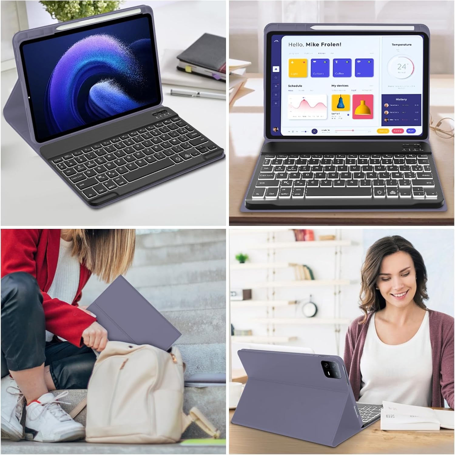 Husa si tastatura compatibil cu Xiaomi Pad 6/6 Pro 11-inch 2023 gri