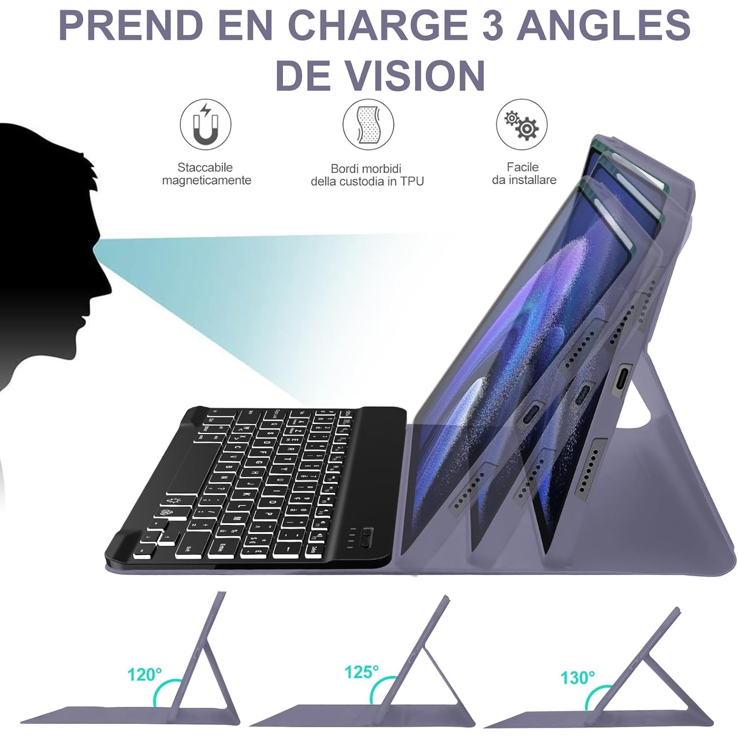 Husa si tastatura compatibil cu Xiaomi Pad 6/6 Pro 11-inch 2023 gri