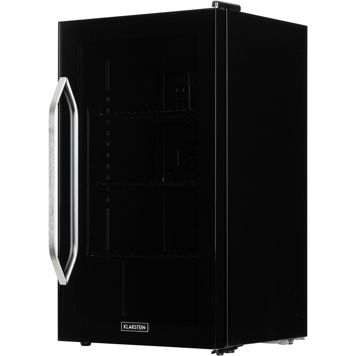 Frigider Klarstein Beersafe XXL Onyx, 80L, 3 grătare metalice, ușă din sticlă, 47, 4x84x44cm