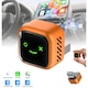 Adaptor Auto Wireless, SHIJOOE®, Apple CarPlay, compatibil iOS/Android, Android Auto, LED, Wifi 6 + BT 5.4,Mini USB,USB, Plug&play, Aluminiu + Acril, Car Smart Box,Universal, fata zambitoare, Portocaliu