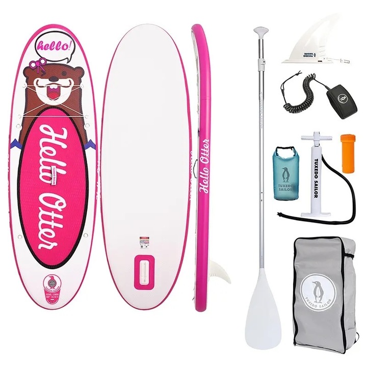 Детска SUP дъска за гребане FunWater Tuxedo Sailor 2, 4м (розова)