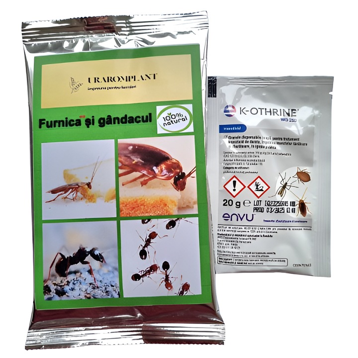 Insecticid K-OTHRINE WG 250 20 g + Solutie anti Gandaci si furnici, natural, repelent, organic 100%, Furnica++ si gandacul 51 g