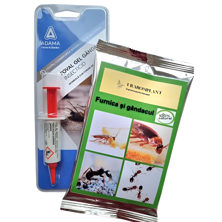 Insecticid Foval Gel pentru gandacii de bucatarie, seringa 5 grame + Solutie anti Gandaci si furnici, natural, repelent, organic 100%, Furnica++ si gandacul 51 g