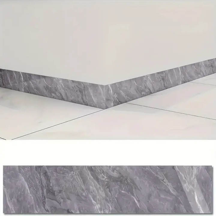 Panou autoadeziv impermeabil MaffStuff, 60x12cm, gri marmură, pentru etanșare plinte și pervazuri