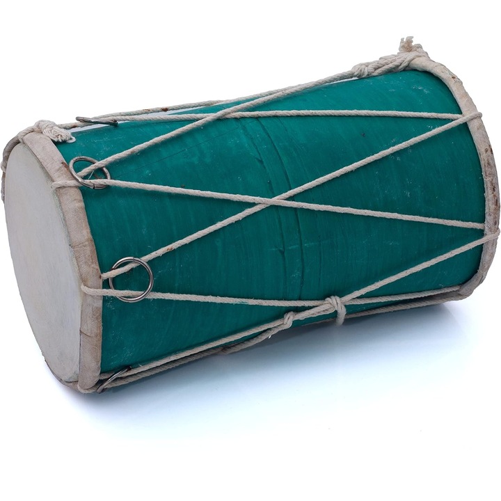 Set de tobe compacte mici, 25 x 15 cm, tobe de percutie indiene clasice din lemn si piele, instrumente muzicale Dholak