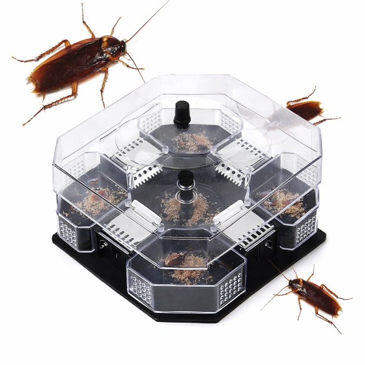 Capcana Gandaci Interior Cutie Inteligenta Cu Momeala Sistem Capturare Daunatori Bucatarie Baie Debara Locuinta Plastic Transparent Negru 13.5x4.5x13.5cm SHOPIENS®