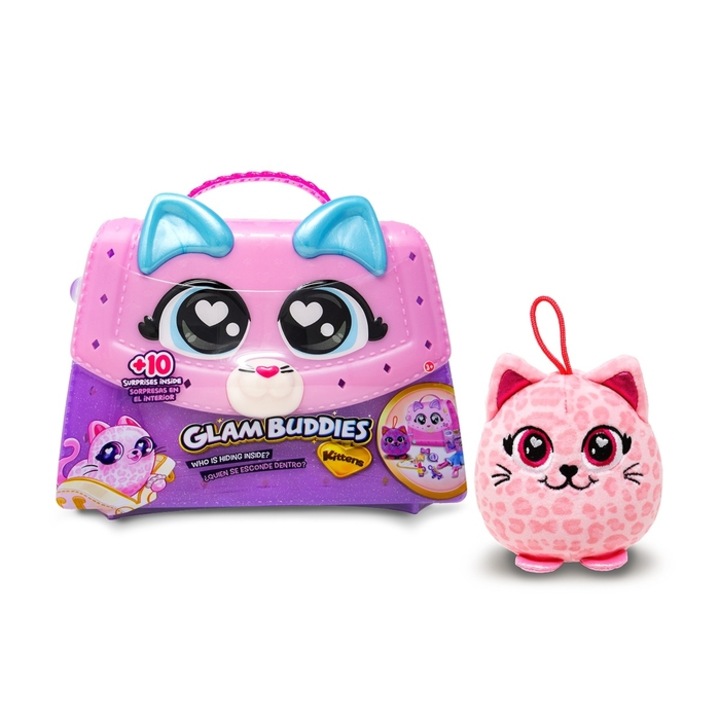 GLAM BUDDIES Pisicuta, jucarie de plus, poseta cu surpriza, diverse modele